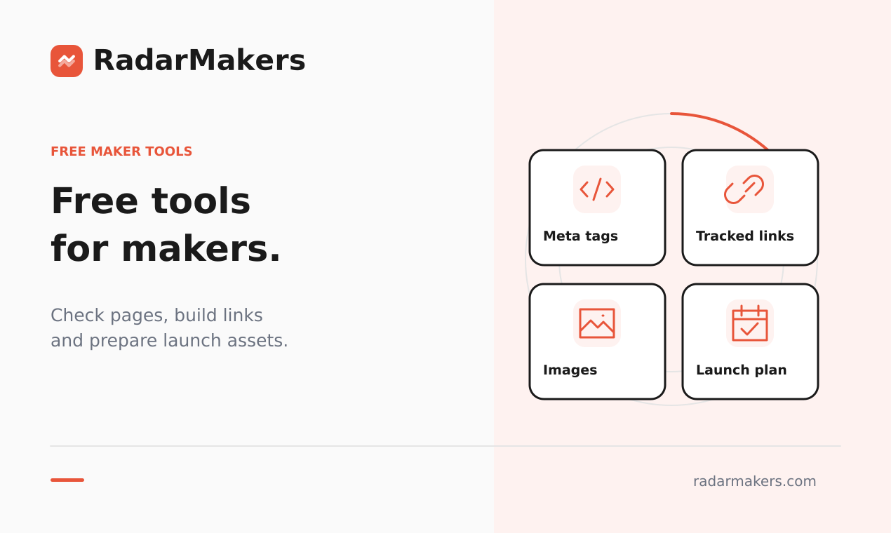 Four drawn tools for meta tags, tracked links, images and launch planning